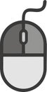 The drawing of a left-clicked grey computer mouse, a hardware input device used by hand. Illustration, vector or cartoon. Royalty Free Stock Photo
