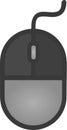 The drawing of a right-clicked grey computer mouse, a hardware input device used by hand. Illustration, vector or cartoon. Royalty Free Stock Photo