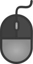 The drawing of a left-clicked grey computer mouse, a hardware input device used by hand. Illustration, vector or cartoon. Royalty Free Stock Photo
