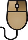 The drawing of a right-clicked brown computer mouse, a small hardware input device used by hand. Illustration, vector or cartoon. Royalty Free Stock Photo