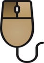 The drawing of a left-clicked brown computer mouse, a small hardware input device used by hand. Illustration, vector or cartoon. Royalty Free Stock Photo