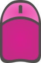 The drawing of a pink computer mouse, a small hardware input device used by hand. Illustration, vector or cartoon.