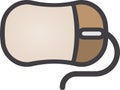 The drawing of a right-clicked brown computer mouse, a small hardware input device used by hand. Illustration, vector or cartoon. Royalty Free Stock Photo