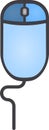 The drawing of a left-clicked blue computer mouse, a small hardware input device used by hand. Illustration, vector or cartoon. Royalty Free Stock Photo