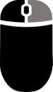 The drawing of a left-clicked black computer mouse, a small hardware input device used by hand. Illustration, vector or cartoon. Royalty Free Stock Photo
