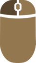 The drawing of a left-clicked brown computer mouse, a small hardware input device used by hand. Illustration, vector or cartoon. Royalty Free Stock Photo
