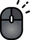 The drawing of a right-clicked grey computer mouse, a hardware input device used by hand. Illustration, vector or cartoon. Royalty Free Stock Photo