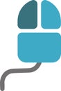The drawing of a left-clicked blue computer mouse, a hardware input device used by hand. Illustration, vector or cartoon. Royalty Free Stock Photo