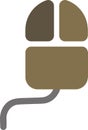 The drawing of a left-clicked brown computer mouse, a hardware input device used by hand. Illustration, vector or cartoon. Royalty Free Stock Photo