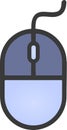 The drawing of a clicked blue computer mouse, a hardware input device used by hand. Illustration, vector or cartoon. Royalty Free Stock Photo