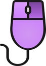 The drawing of a right-clicked lilac computer mouse, a small hardware input device used by hand. Illustration, vector or cartoon. Royalty Free Stock Photo