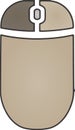The drawing of a left-clicked brown computer mouse, a small hardware input device used by hand. Illustration, vector or cartoon. Royalty Free Stock Photo