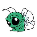 Small insect butterfly green sitting character illustration cartoon