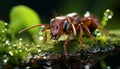 Small insect on green leaf in nature generated by AI Royalty Free Stock Photo