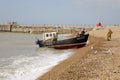 Trawler beaching in Hastings, East Sussex, England