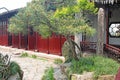 A small internal Chinese courtyard and trees. City of Shanghai