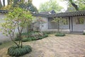 A small internal Chinese courtyard and trees. City of Shanghai