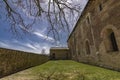 Small internal courtyard of the Abbey of San Galgano, Italy