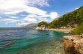 Small intimate rocky beach and beautiful blue sea