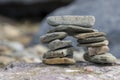 Small inukshuk leaning slightly to the left Royalty Free Stock Photo