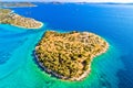 Small island in archipelago of Croatia aerial view