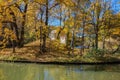 Small island with artificial arch in museum-reserve Tsaritsyno Royalty Free Stock Photo