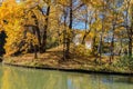 Small island with artificial arch in museum-reserve Tsaritsyno Royalty Free Stock Photo