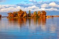 Small Island in Autumn. Ludington Michigan USA Royalty Free Stock Photo