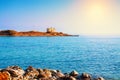 Small island with chapel near the coast on Crete island, Greece Royalty Free Stock Photo
