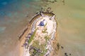 Small island church in lagoon near Posedarje aerial view Royalty Free Stock Photo