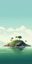 Minimalist Island: A Digital Painting With Bold Graphic Illustrations