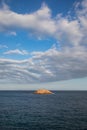 Small island with the independentist catalan flag