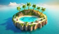 a small island in the middle of the sea with palm trees Royalty Free Stock Photo