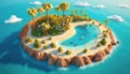 a small island in the middle of the sea with palm trees Royalty Free Stock Photo