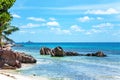 East coast of Island La Digue, Republic of Seychelles, Africa Royalty Free Stock Photo