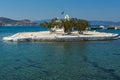 Small island with Orthodox Church in Chora town, Naxos Island, Greece Royalty Free Stock Photo