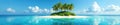 Small island, palms reflected in crystal clear sea, blue, scenery, calm Royalty Free Stock Photo
