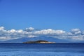 Small island at the sea near Olympiada village in Greece