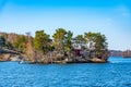 Small island with a shed on Lake Malaren near Stockholm, Sweden