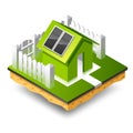 Small isometric house with solar panel