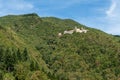 Small Italian medieval village built on the side of a mountain