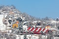 Small italian village covered with snow.