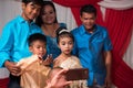 Small Khmer kids posing to photography in traditional wedding outfit