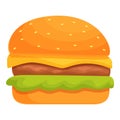 Small kid burger icon cartoon vector. Meal gastronomy