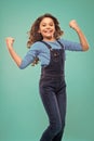 Small kid fashion. small girl child with perfect hair. Childhood happiness. Happy little girl. Beauty and fashion Royalty Free Stock Photo