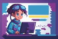 Small kid Hacker Programmer on a computer for, children coding class Banner, Poster, Generative AI Royalty Free Stock Photo
