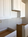 A small kitchen of new house construction Royalty Free Stock Photo