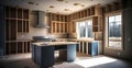 Small kitchen under construction in a new house. Generative AI Royalty Free Stock Photo