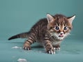 Small kitten with sour milk over face and paws