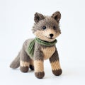 Adorable Knitted Toy Wolf With Scarf - Perfect For Play Or Display